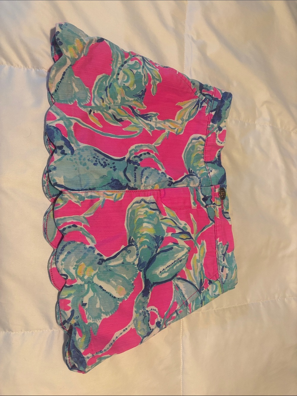 Lilly Pulitzer Hot Pink Floral Scalloped Hem Skort